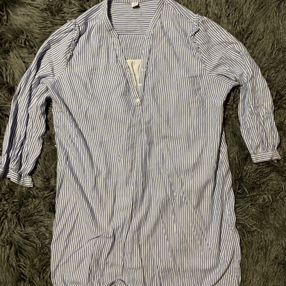 Blue & White Striped Shirt dress